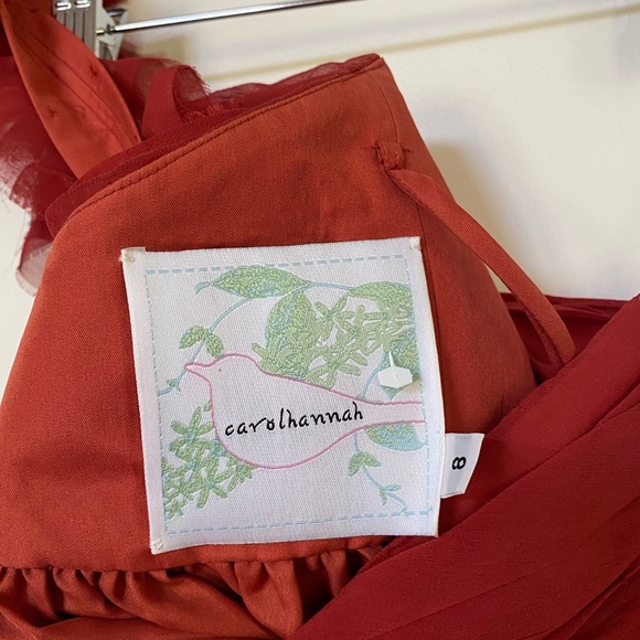 Dark orange bridesmaid formal dress one shoulder - Picture 4 of 4